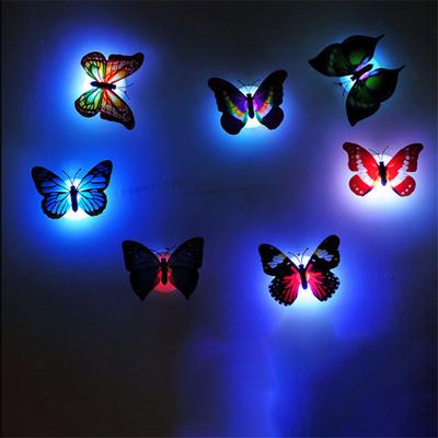 5/10 pièces Veilleuses LED Papillon Auto-adhésives Créatives Mignonnes Décor Mural Changeant de Couleur pour Maison Chambre Bureau