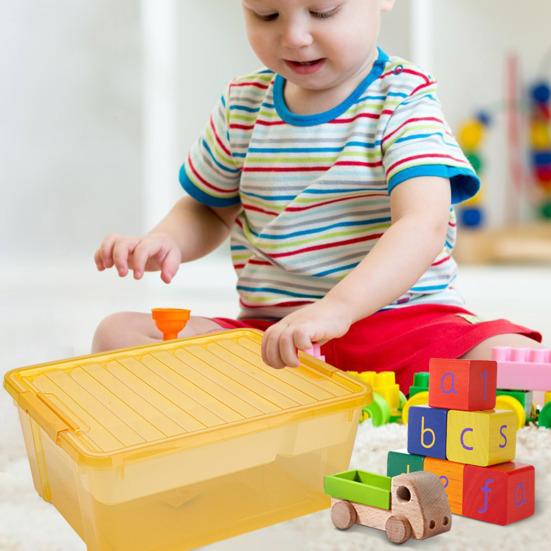 Plastový úložný box s děleným tácem Velkokapacitní Průhledný Stohovatelný Úložný koš na hračky Herna Kontejner s víkem