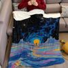 Cosmic Horizon Flannel Blanket Warm Soft Halloween Christmas Couch Warm Cozy Decorative Decor Gift for All Season