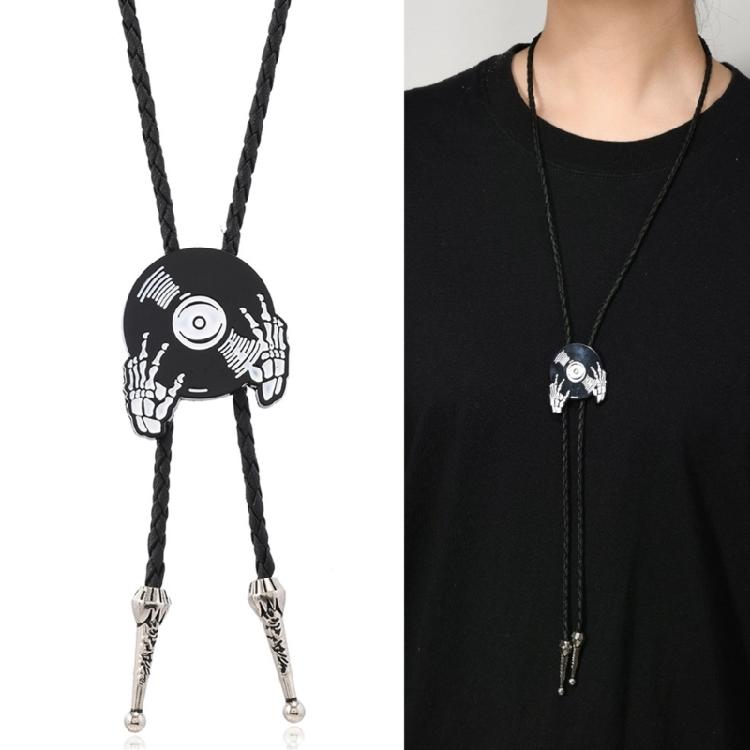 Corbata de bolo clásica para hombre Rodeos con cordón de cuero ajustable y colgante de insignia de metal esmaltado Collar de corbata occidental