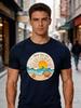 Unisex Crew Neck Cotton T Shirt Beach Vibes Only Sun Wave Graphic Print Short Sleeve Tops Loose Holiday Summer Tees For Young Male