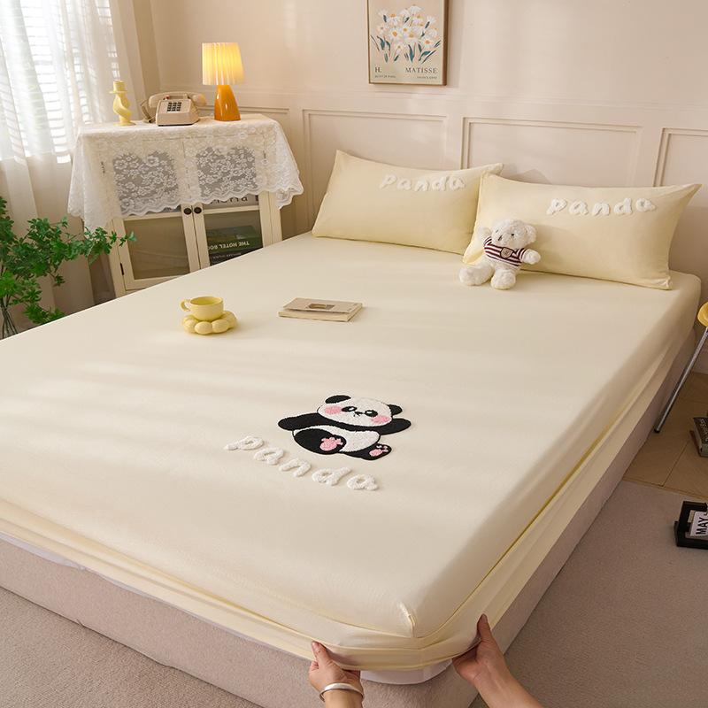 Washed Cotton Fitted Sheet Single Piece New Mattress Cover Protective Cover Bed Sheet Cover Student Dormitory Machine Washable