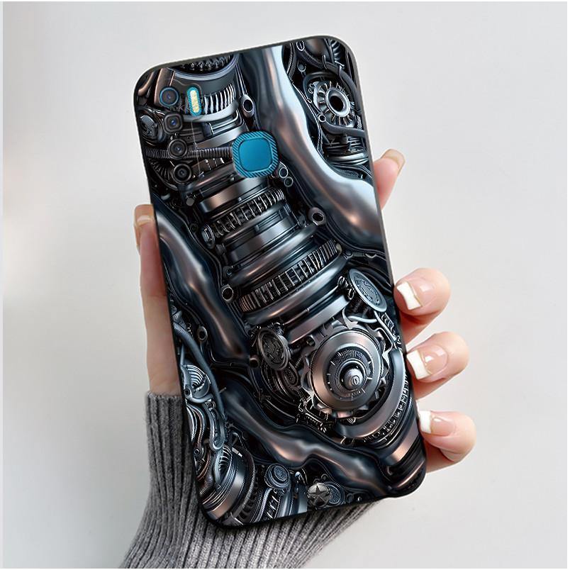 Handyhülle Für Infinix S5/S5 lite/X652/Camon 12 Air/CC6 Schwarz Niedliche Cartoons Bemalte Hülle Stoßdämpfer Weiche Stoßfeste Schwarze Hülle