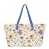 Floral Print Canvas Tote Bag Large Capacity Shopping Bag Eco Friendly Grocery Bag Portable Shoulder Bag Travel Beach Bag