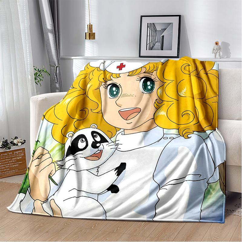 Candy Candy 29 Styl Nowy Retro Kreskówkowa Dziewczyna Anime Miękki Pluszowy Koc, Flanelowy Koc Narzuta do Salonu Sypialni Sofa Prezent dla Dziecka