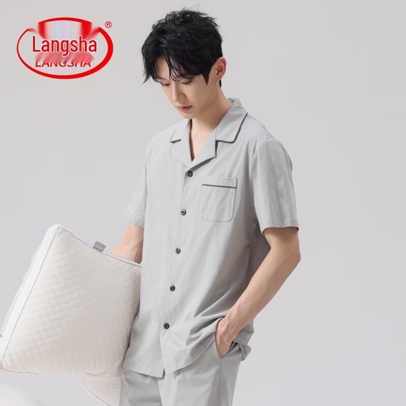 

LangSha Men s Pure Cotton Short Sleeve Pajama & Loungewear Set 2XL