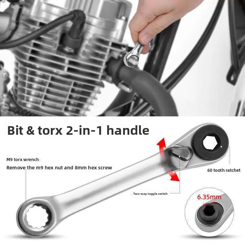 Mini 1/4" Ratchet Wrench Double Ended Quick Hex Torque Spanner Set Rod Screwdriver Bit Tool Socket Ratchet Handle Wrench