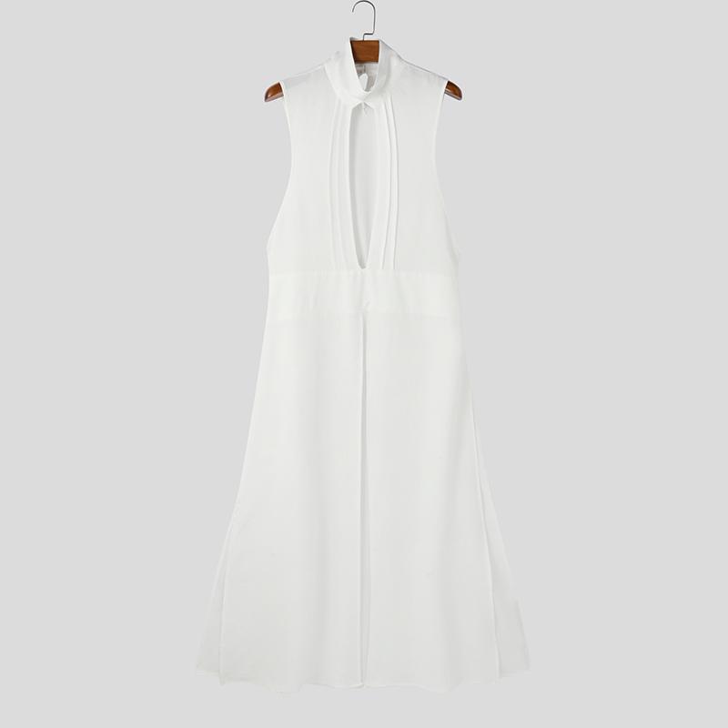 

INCERUN Летние мужские майки без рукавов с вырезами и разрезами, повседневные длинные туники S белый