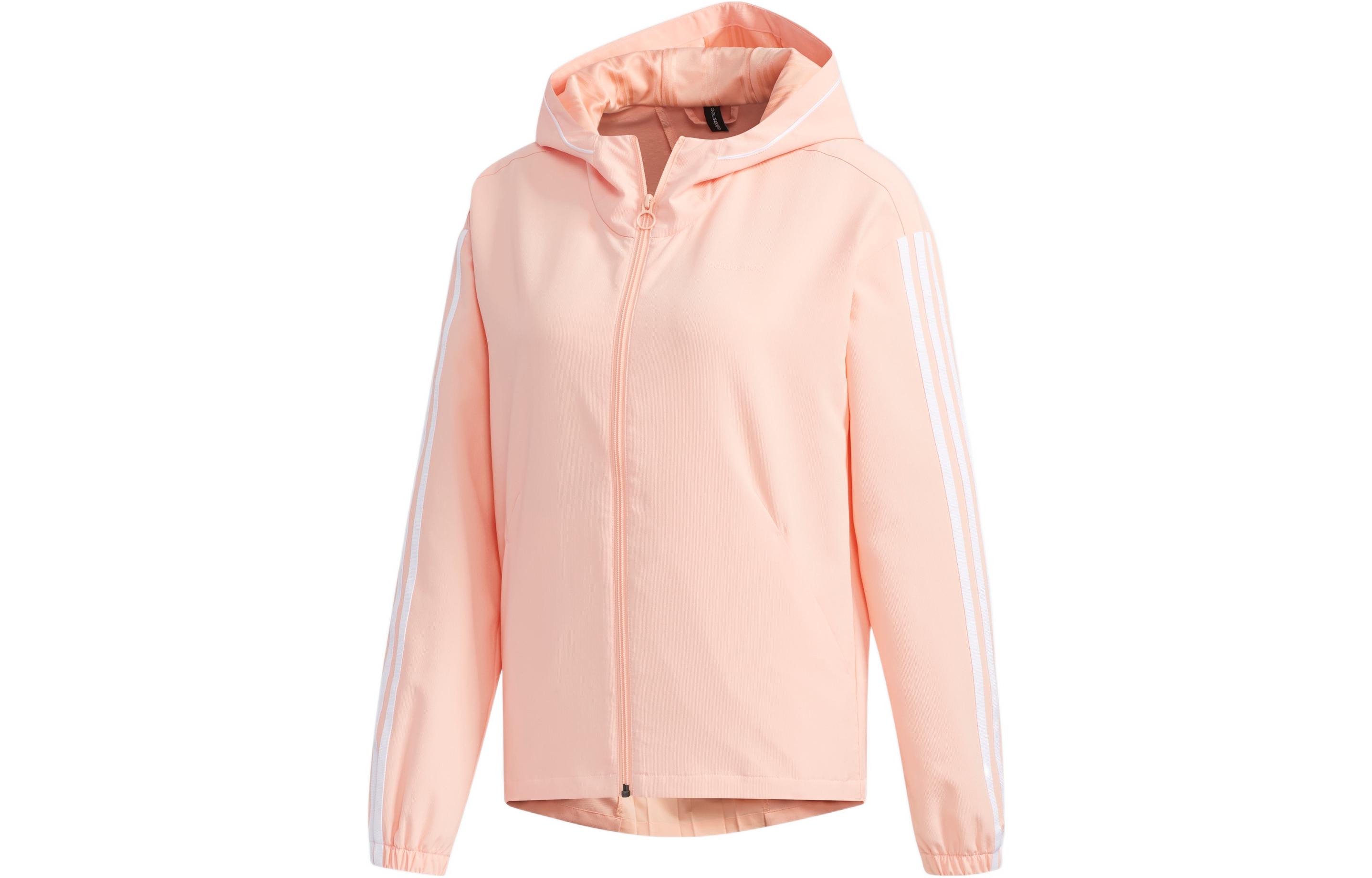 Adidas Neo Jackets Women s Pink Hooded Moderate Straight Fit EI4269 M