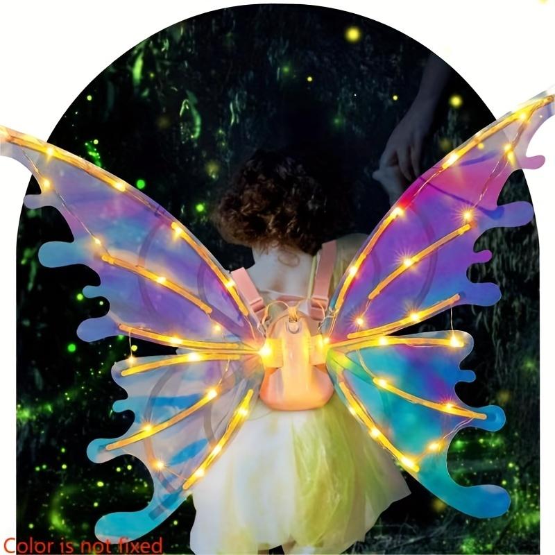 Kids Light-Up Fairy Wings – Iridescent Angel Costume for Ages 3-12, Great for Birthday, Cosplay & Halloween