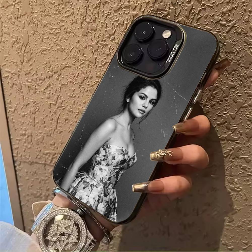 S-G-Selena- Gomez For iPhone 17 16 15 14 13 12 11 Pro Max XS 17 Air Silicone Colored Silver Bumper Cover
