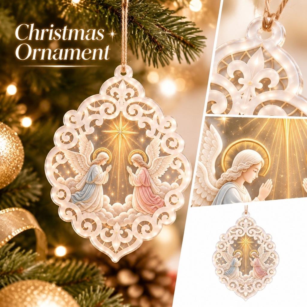 2D Acrylic Flat Christmas Tree Ornament, Holiday Hanging Decoration for Tree and Home