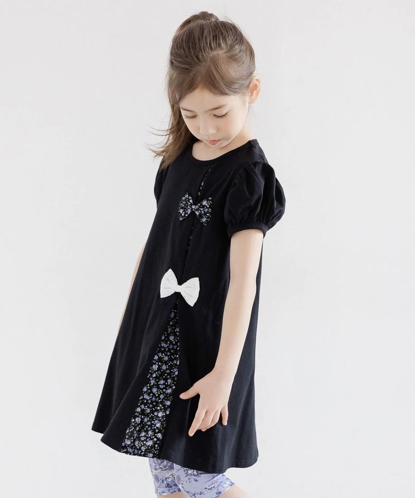 Bee Ribbon Short Size Shh01543 Dress, Sleeve, Girls', Spring/Summer, 110cm, Black,