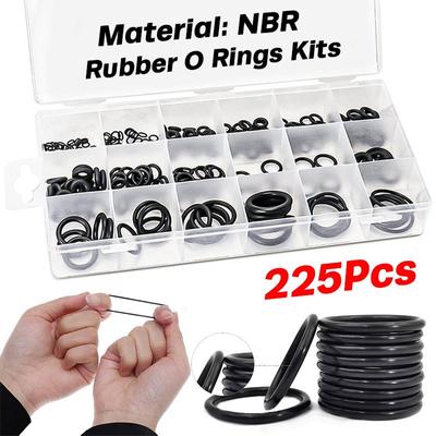 225Pcs Rubber O Rings Kits,18 Sizes Nitrile Rubber O Rings Assortment Kit for Plumbing,Faucet Tap,Auto Repair,Gas Connection,Resist To Oil and Heat