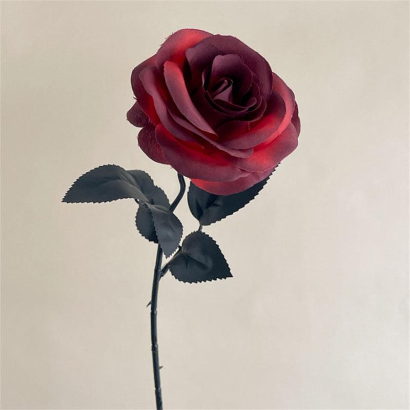 Fiori Finti Fiore di Seta Nera Rosa Artificiale Fiore di Rosa Halloween Gotico Fiori Scuri Per Matrimonio Casa Festa Decorazione Fiori Simulati