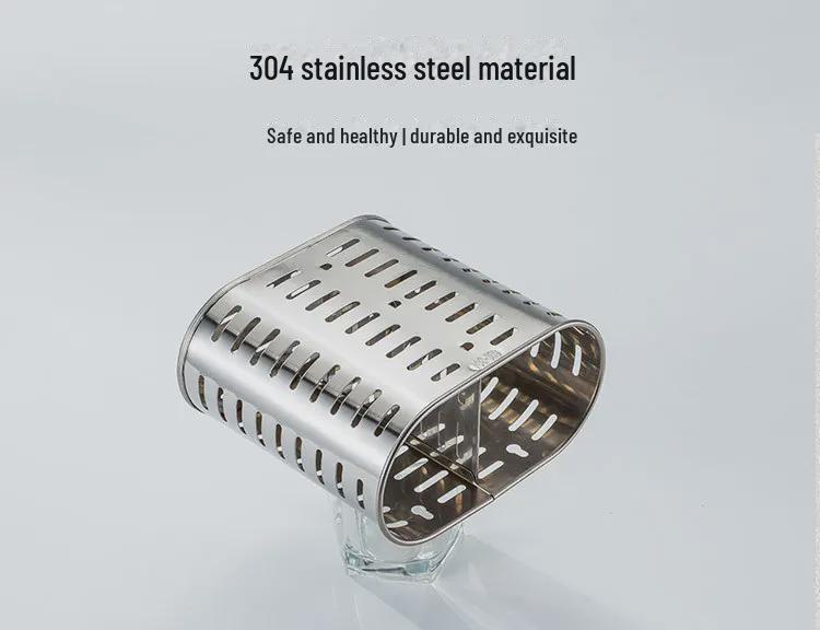 Stainless Steel Chopstick and Utensil Holder, Wall-Mount, Punch-Free