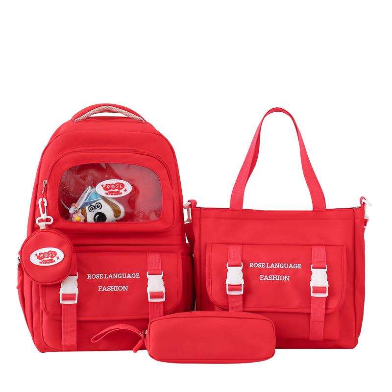 Three-Piece Schoolbag Set for Primary School Students Women's Letter Print Backpack College Style Large Capacity Backpack