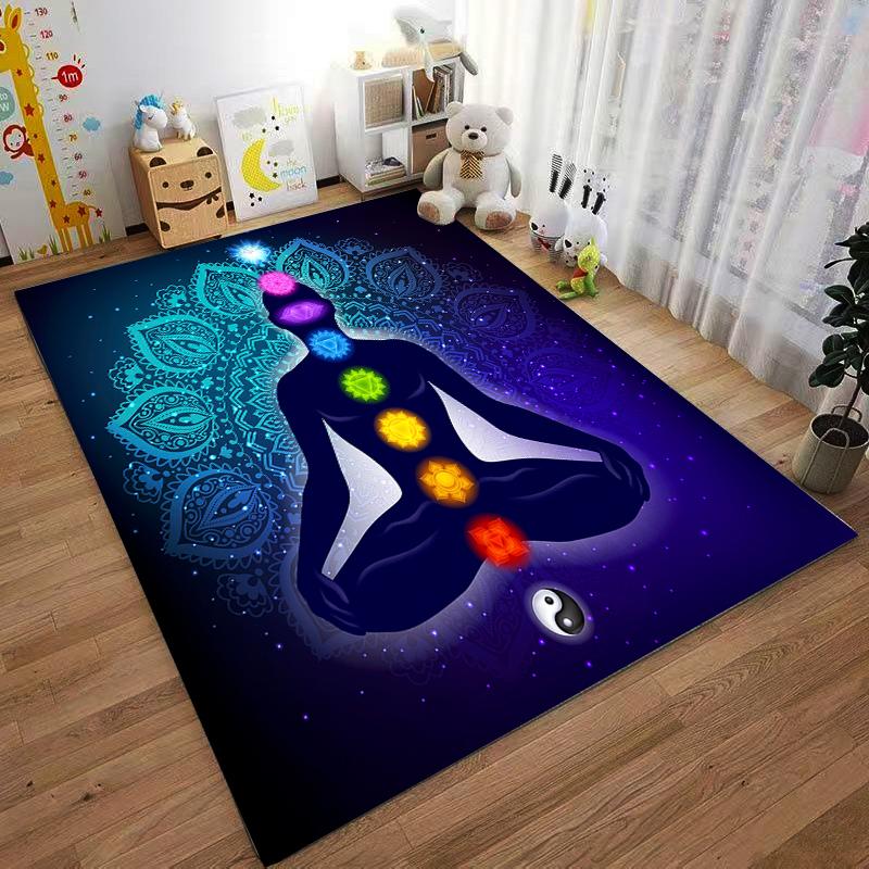 Meditation Chakra Carpet with Symbolic Colors Suitable for use as an anti-slip game mat for living room and bedroom sofas
