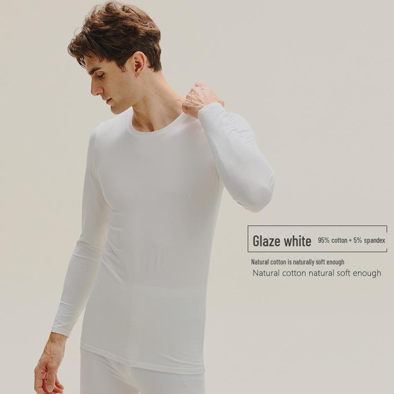

2023 Мужской базовый слой из чистого хлопка: Осенний молодежный свитер, теплый тонкий термобелье XXL