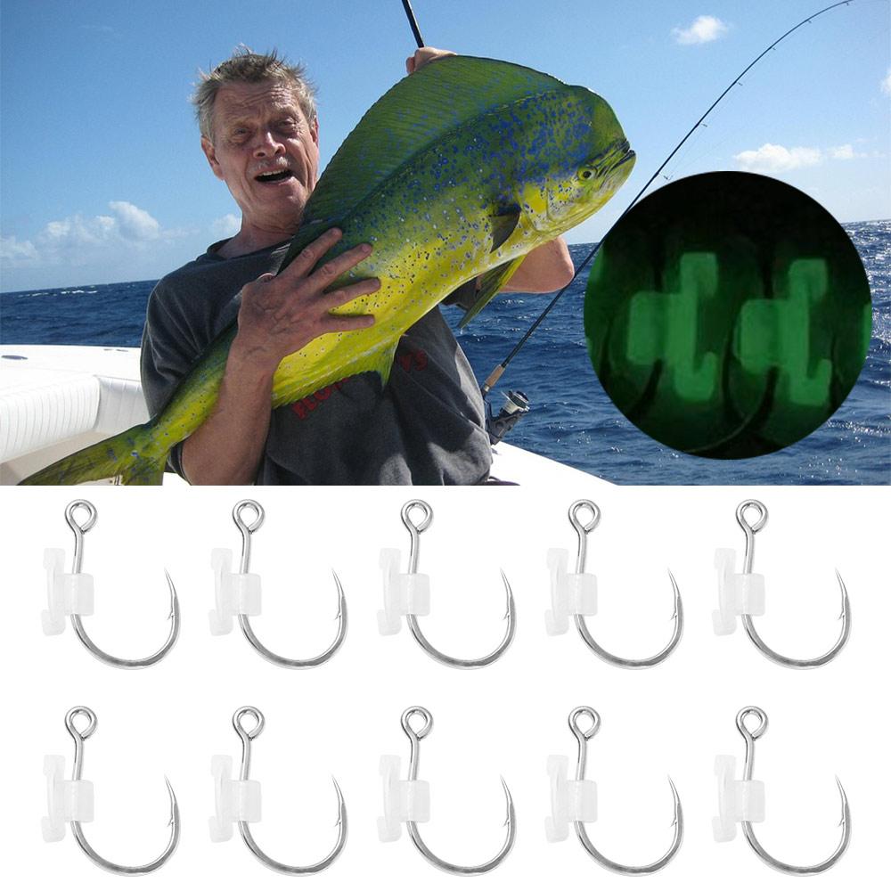 10Pcs High Strength Luminous Live Shrimp Fishing Hooks Sea Bass Carbon Steel Hook  Grouper