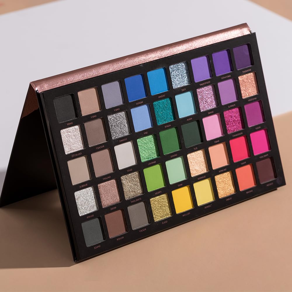 Midnight Galaxy 45-Color Matte & Glitter Eyeshadow Palette, Colorful and Bright Eye Shadow Palette with Smooth-Blend Pressed Shimmer for Daily and Sta