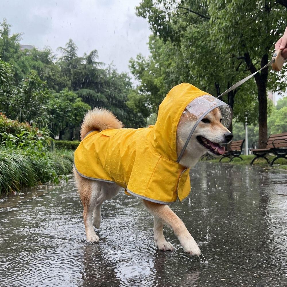 Full Coverage Waterproof Cloak Leash Hole Pet Rain Cloak Fashion Rain Jumpsuit Rainy Weather