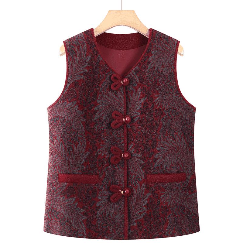 Plus Velvet Autumn/Winter Vest for Middle-Aged & Elderly Women - Button-Up, Grandma, Warm, Thicker Design