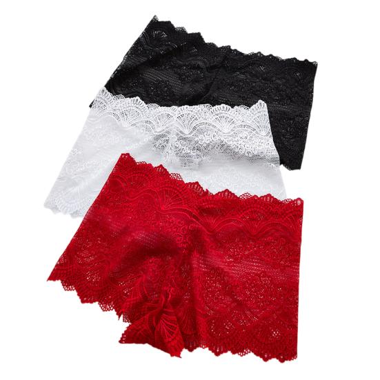 Women's Plus Size Sheer Underwear Invisible Seamless Hipster Lace Boyshorts Panties Sexy High Waisted