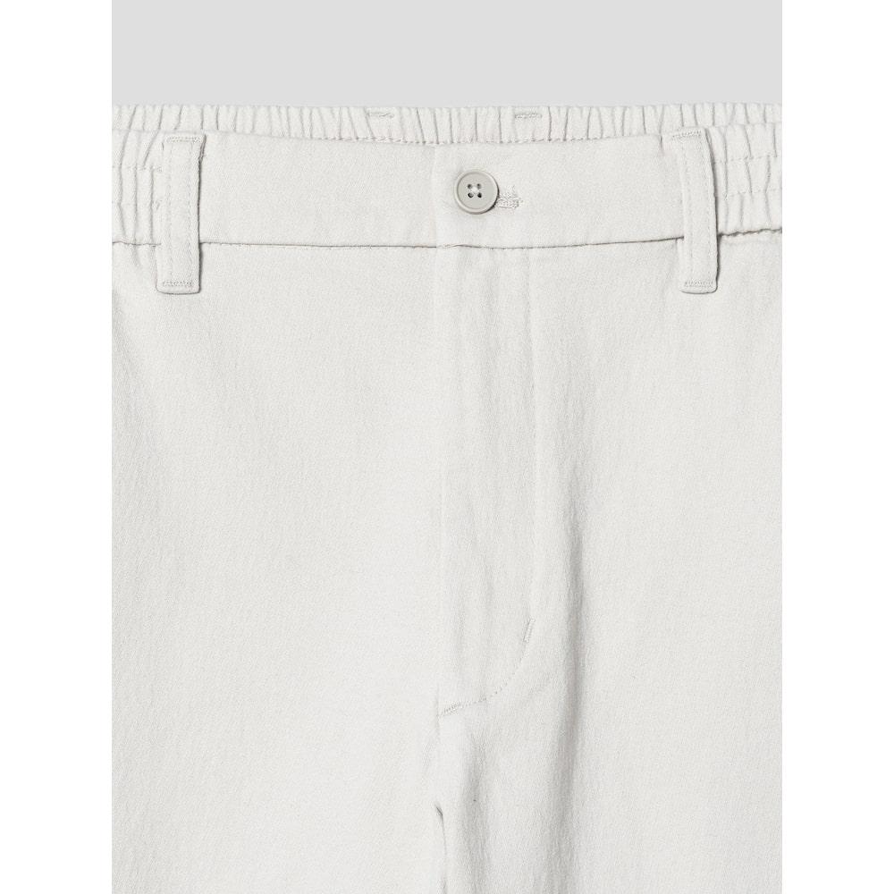 8SECONDS Cotton Spandex Semi-Wide Fit Elastic Waist Pants Ivory
