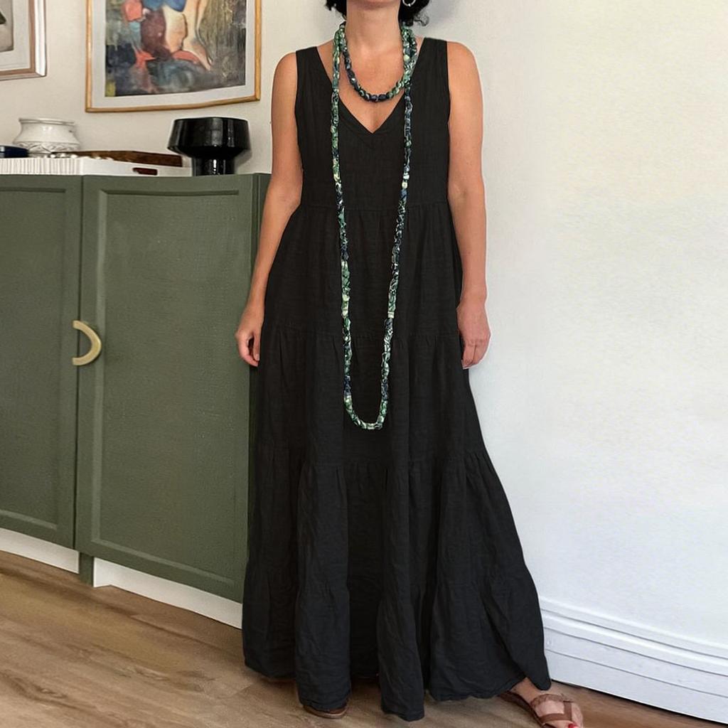 Dress For Women Long Boho Beach Dress Elegant Maxi Dress V,Neck Sleeveless Dress