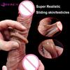 Realistischer Dildo für Frauen Echte Haut Silikon Penis Gleitende Hoden Saugnapf Schwanz 18+ Lesbische Sexspielzeuge Strap-On Dildos