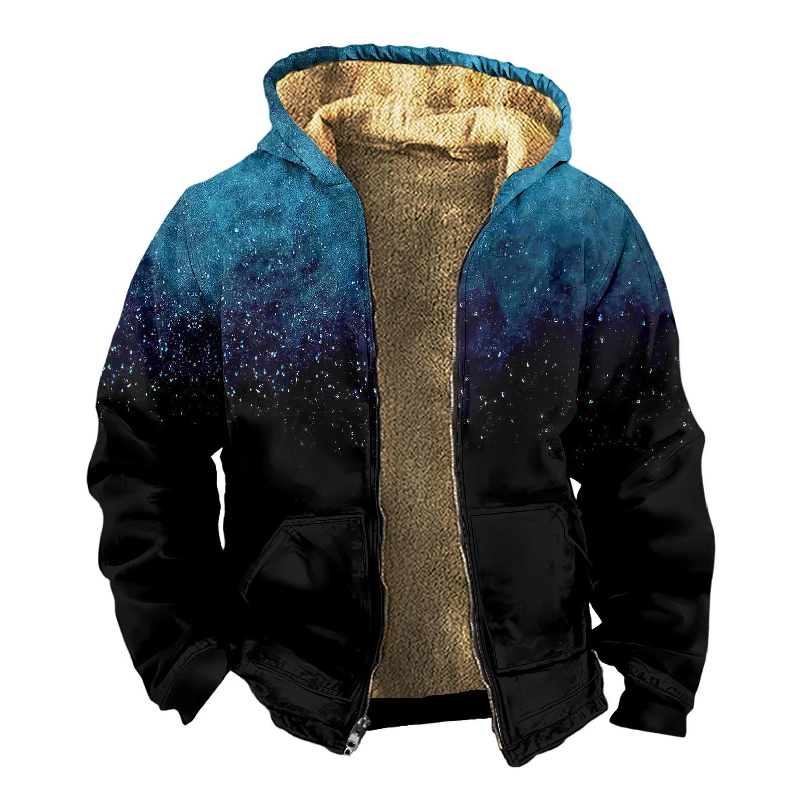Mianduijifengba Heren Winter Rits Capuchon Fleece Sweatshirt Met Opgestikte Zak Casual Jack XL