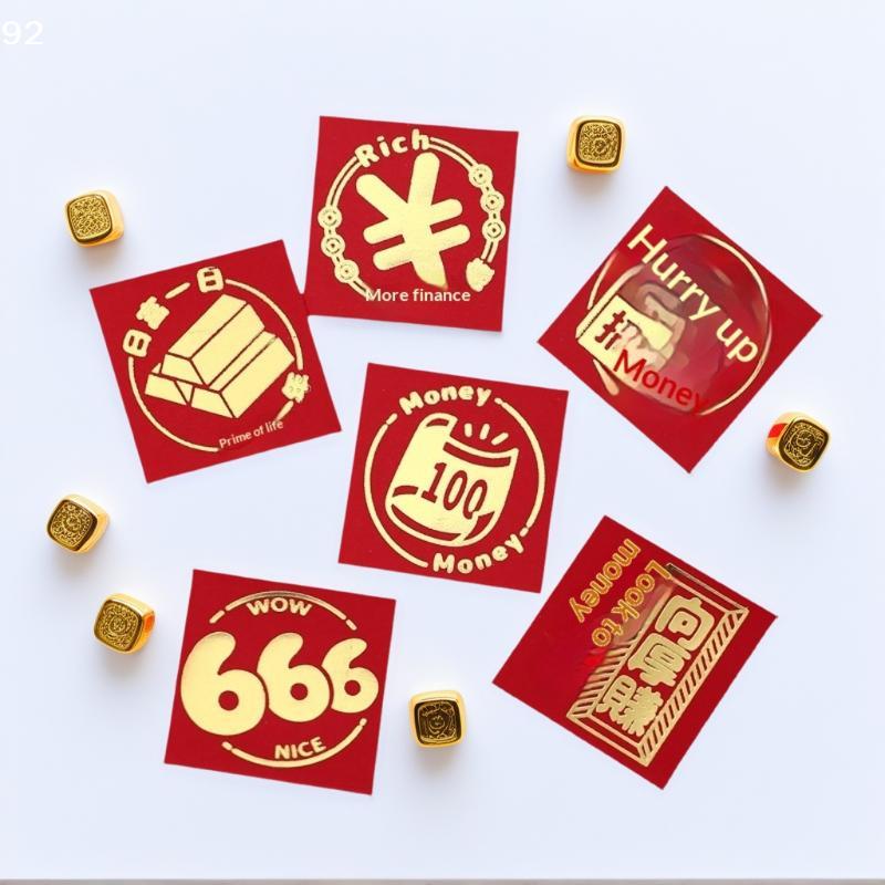 6PCS New Year Packet Mini Coin Money Pockets Best Wishes Pattern Luck Money Bag Small Size Red Pocket Wedding Birthday
