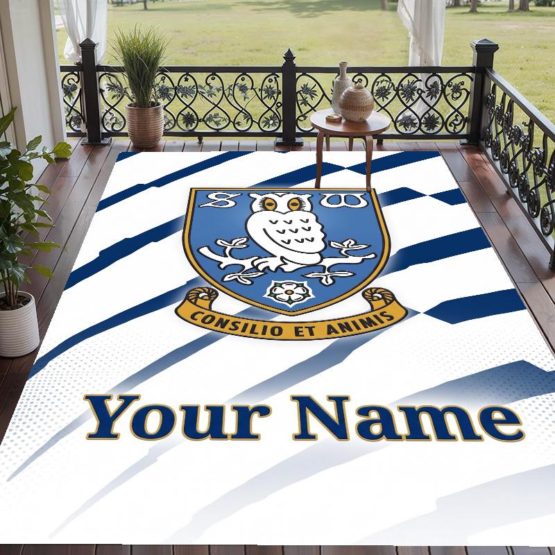 Custom Name Sheffield Wednesday FC Crystal Velvet Floor Rug Personalized Text Soft Carpet Home Decor