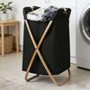 Large Capacity Bamboo Fabric Laundry Hamper: Foldable Multi-functional Storage Basket for Bathroom or Laundry Room