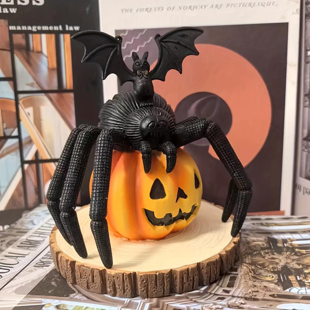 Halloween Spider Pumpkin Bat Statue Photography Atmosphere Props Resin Craft Garden Figurine Living Room Home Decor