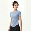 Small friendly yoga T-shirt women's V-neck waist short thin quick-drying breathable sports fitness clothes top