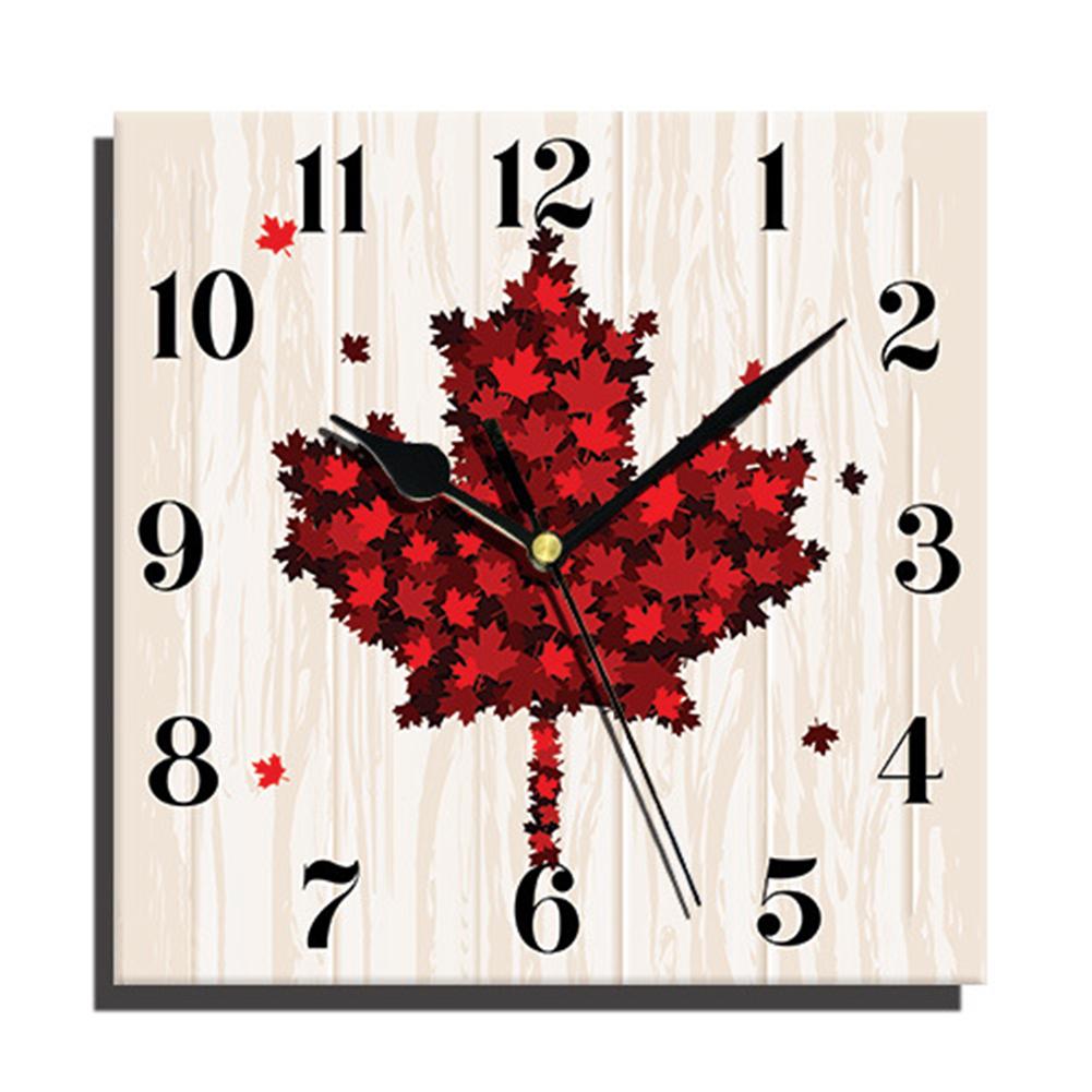 Wooden Square Wall Clocks Silent Non ticking Battery Powered For Home Kitchen Living Room Office Decor