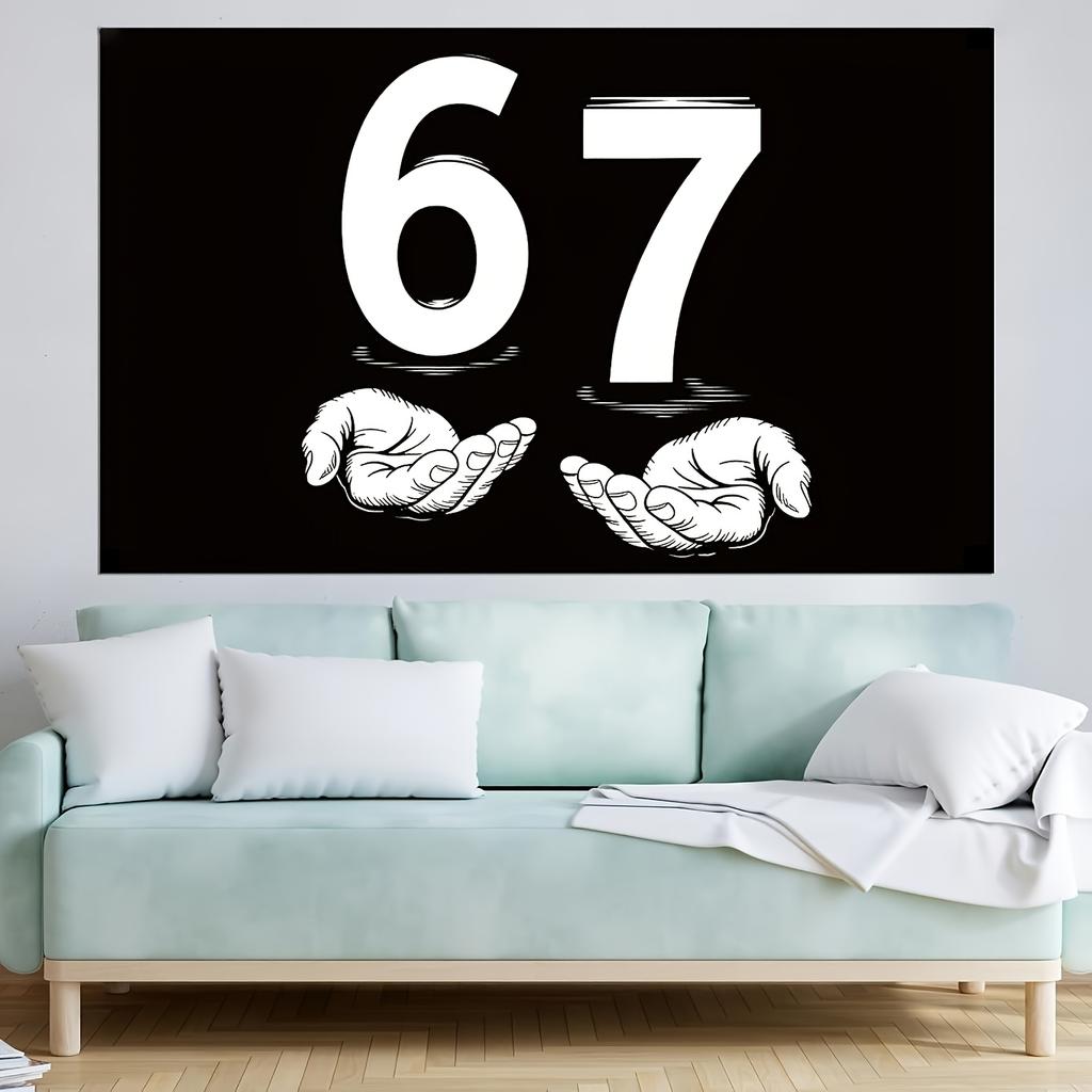 One set of "67" themed backdrop fabric, birthday decoration for children aged 6-7, backdrop fabric, festive background banner