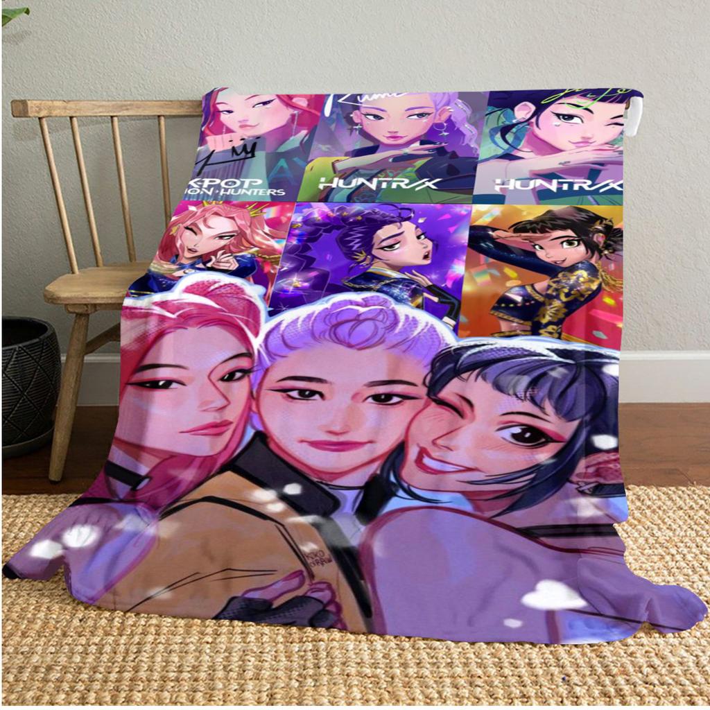KPop Demon Hunters Plush Blanket Soft Comfortable All Seasons Perfect Sofa Office Naps Outdoor Travel Makes Great Gift