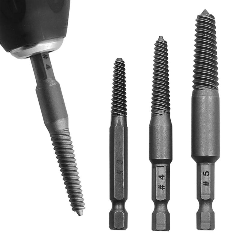 5x/Set Hexagonal Shank Screw Extractor Practical Spiral Flute Bolt Extractor Set Easy out Broken Screwdriver Extractor