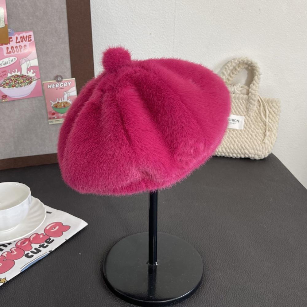 Winter New Foreign Style Warm Beret Mink Thickened Pumpkin Fashion Trend Versatile Women's Hat