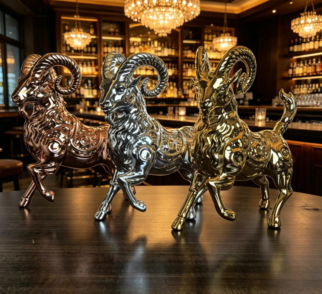 Goat Shaped Whiskey Decanter 1000ml Lead-Free Glass Liquor Bottle for Bar Decor Gifts