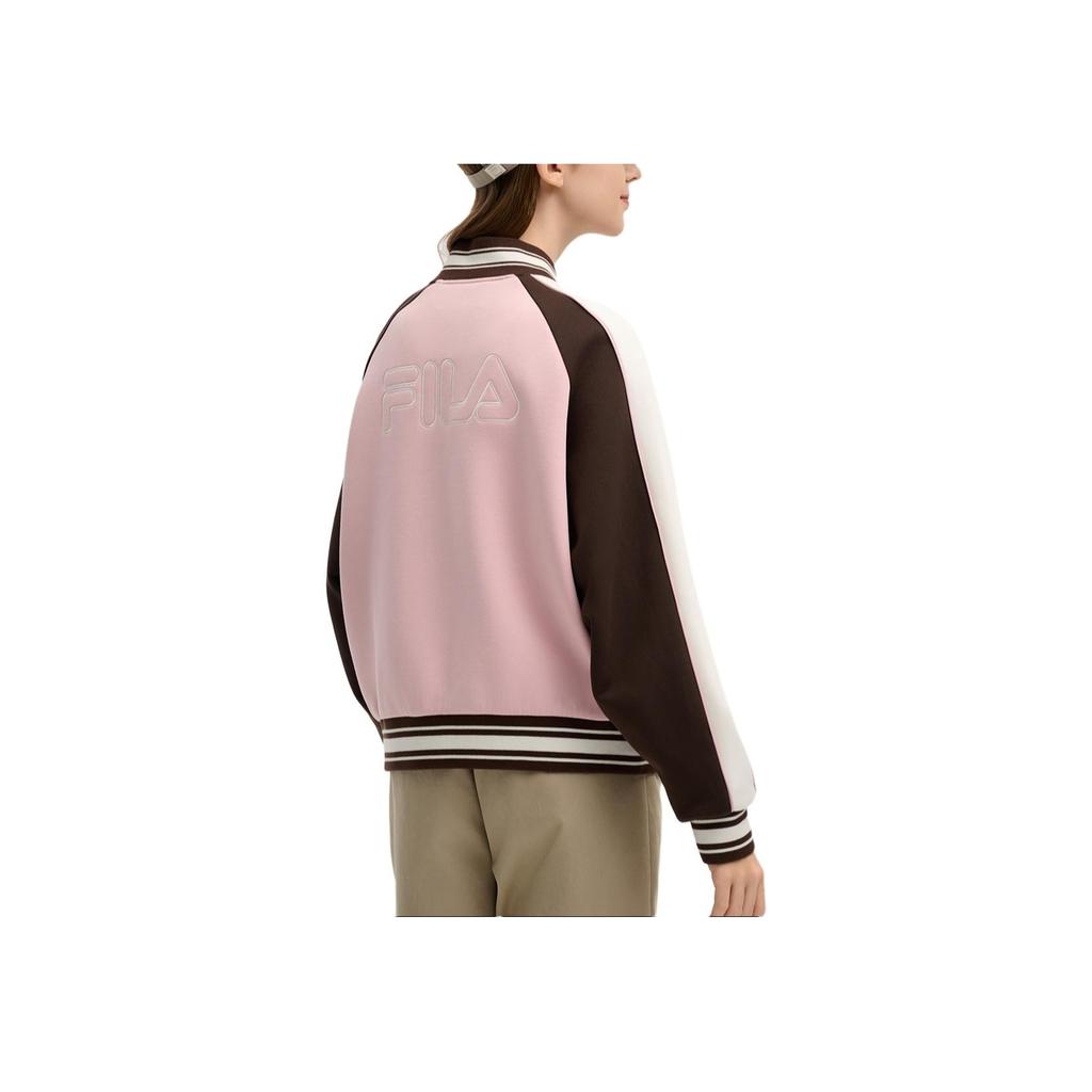 Fila Fashion Casual Knitted Long Sleeve Baseball Jacket Women Jacket Smoke-Pink F11W519501FPK
