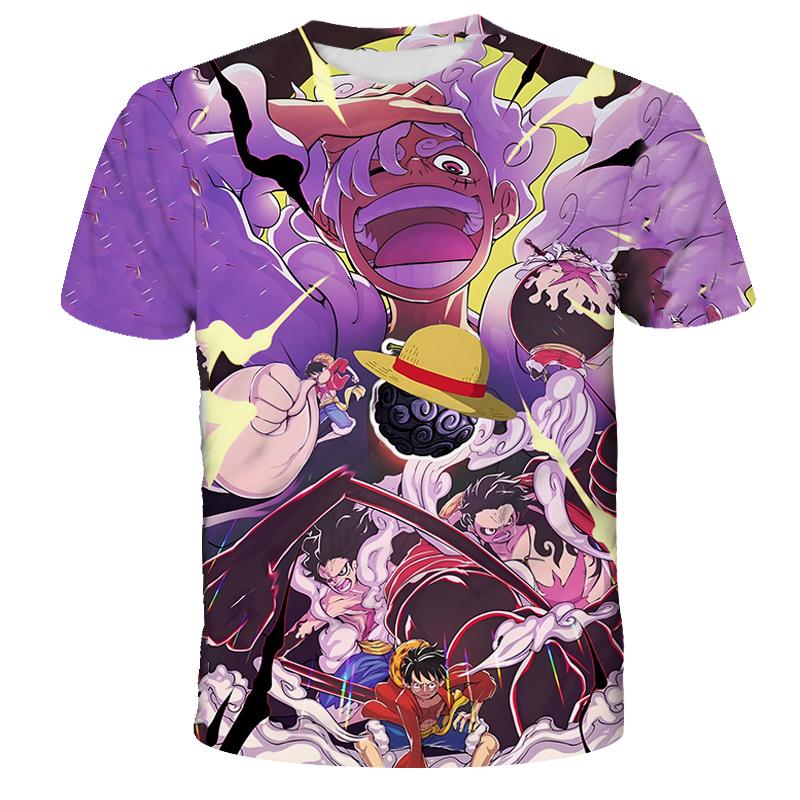 Anime One Piece Luffy Boy T-shirt CosPlay Short Sleeve Mens Cartoon Men's Top Loose Breathable Men's Casual Clothing