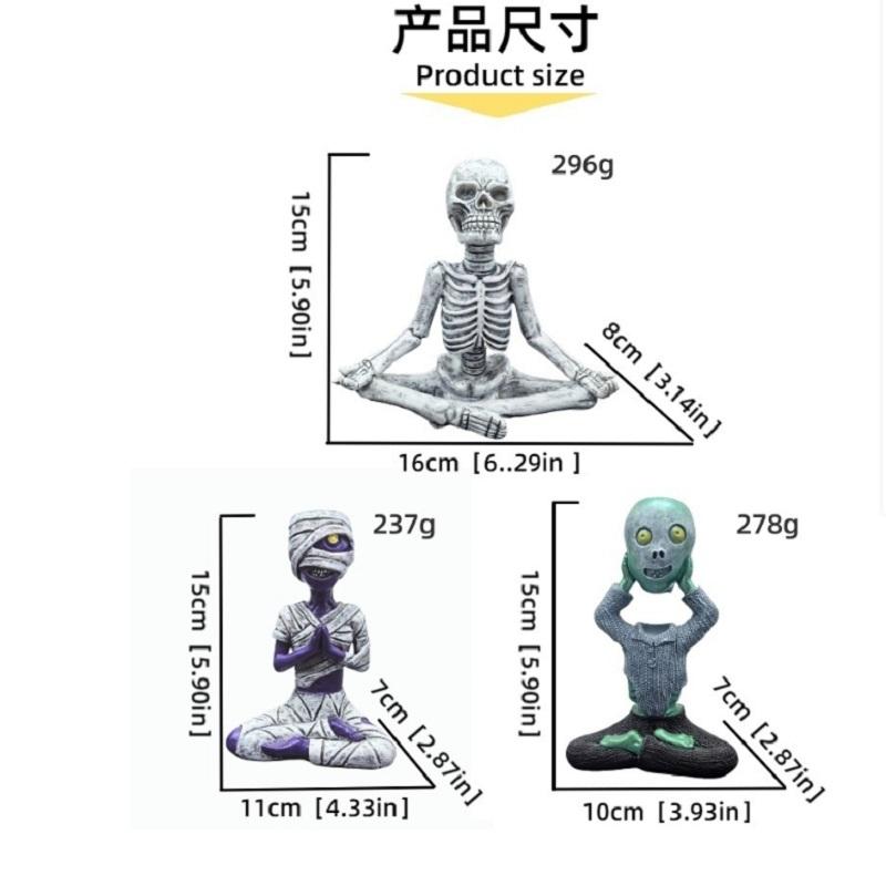 Halloween Horror Skelett Figuren Halloween Miniatur Yoga Skelett Figur Schädel Statue für Outdoor Gartenornamente