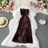 Autumn and Winter Velvet New Arrival Retro Sexy Sling Dress Tube Top