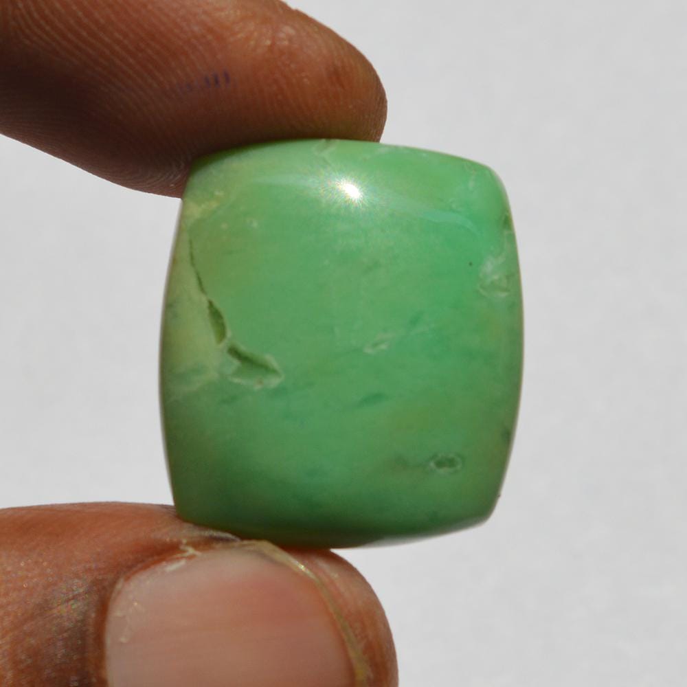 Chrysoprase Gemstone - Natural Chrysoprase Cabochon, Craft Supply, Jewelry Making, 26 Carats, Rectangle Shape, 22x19x7 MM