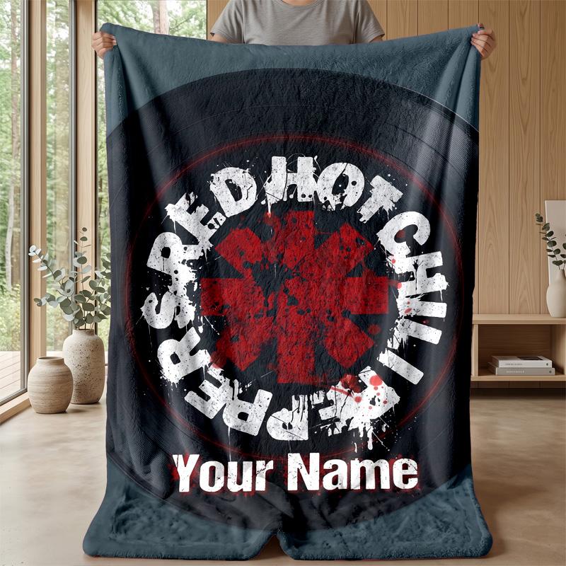 Red Hot Chili Peppers Custom Flannel Throw Blanket Print Your Name Text Soft Warm Blanket Holiday Present