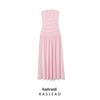2025 Spring Women's European & American Style Pleated Strapless Sleeveless Long Dress